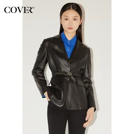 COVER秋季垫肩轻商务绵羊皮革西装外套商品大图