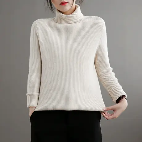 dza 文艺复古高领慵懒风毛衣女士百搭针织衫短款秋冬新款内搭上衣图片