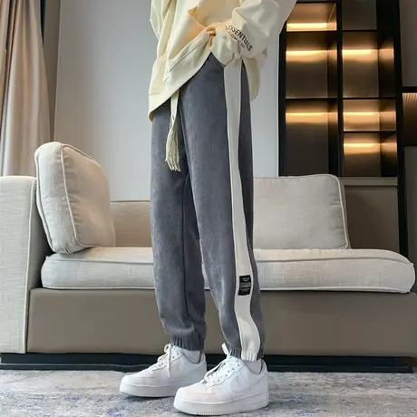 灯芯绒卫裤男潮牌高街宽松束脚运动裤士夏季薄款炸街休闲裤长裤子商品大图