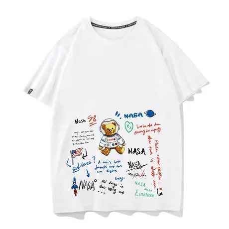 美国街头nasa潮牌小熊夏季男士t恤上衣短袖宽松半袖纯棉潮流体恤商品大图