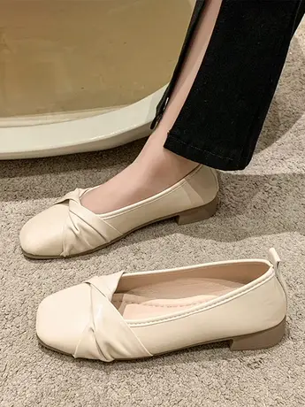 法式配裙子浅口单鞋女2024新款春秋一脚蹬玛丽珍鞋子女平底豆豆鞋商品大图