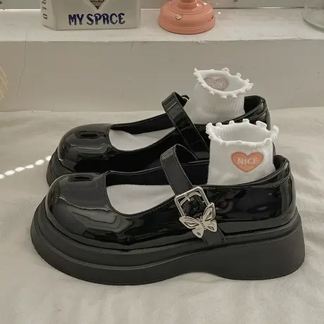 日系jk玛丽珍小皮鞋女2024春季新款学生厚底黑色百搭英伦风单鞋商品大图