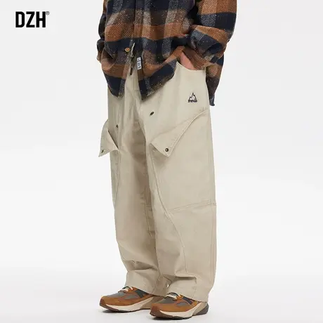 男士浅卡其色工装裤男款休闲裤潮牌男宽松裤子2024年春季纯棉长裤图片