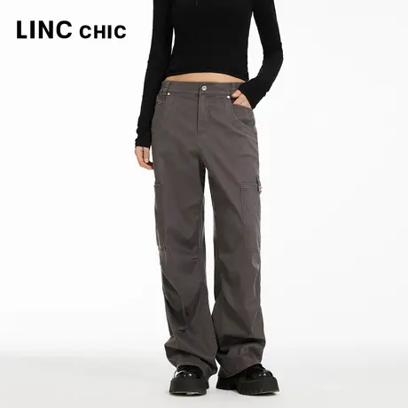 LINCCHIC金羽杰工装裤女款直筒长裤机能工装裤女户外穿搭PA021Y商品大图