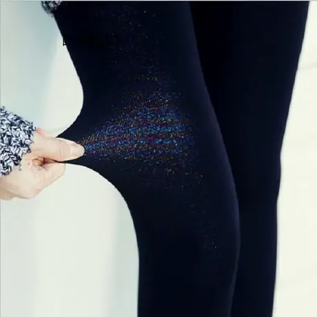 加绒加厚透亮丝锦纶彩一体打底裤无缝踩脚保暖假透肉透七彩500克商品大图