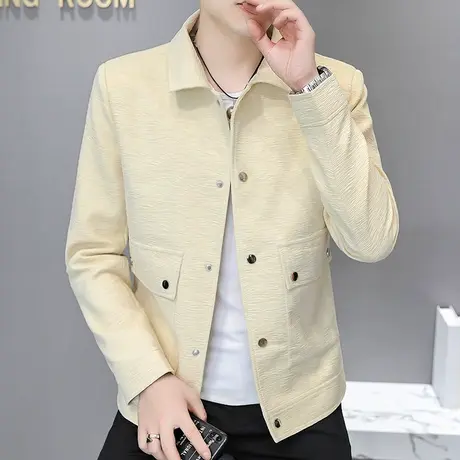 潮牌高端秋装外套男士秋季翻领帅气百搭潮流夹克休闲工装褂子上衣商品大图