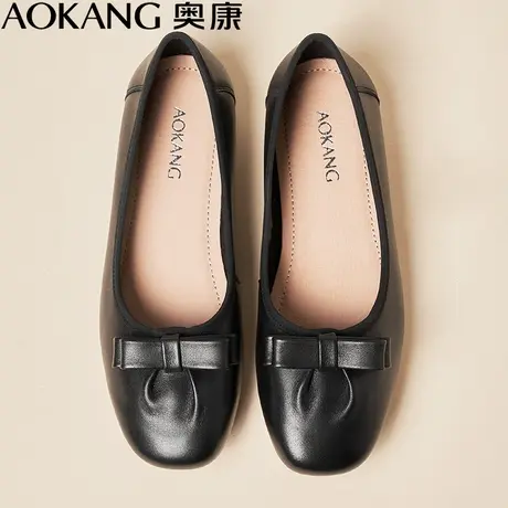 奥康单鞋女2022秋季新款蛋卷鞋浅口巫婆鞋平底舒适休闲豆豆鞋商品大图