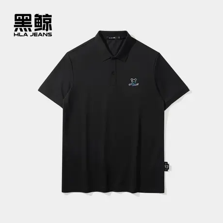 黑鲸HLAJEANS海澜之家旗下潮牌星际熊联名短袖polo衫男简约印花商品大图
