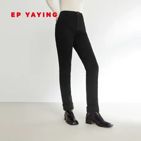 EP YAYING雅莹女装 时尚通勤直筒显瘦小黑裤 2023秋冬新款J635A商品大图