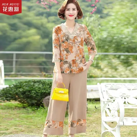 妈妈夏装七分袖衬衫中老年女上衣服中年妇女春装大码t恤洋气套装图片