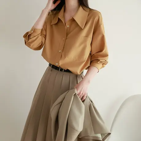 嘉茱莉新款衬衫女宽松设计感小众衬衣高级感法式上衣女美拉德穿搭图片