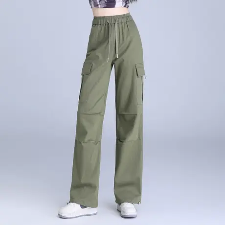 工装裤女秋季2023新款垂感宽松直筒阔腿裤束脚登山裤休闲裤长裤子图片