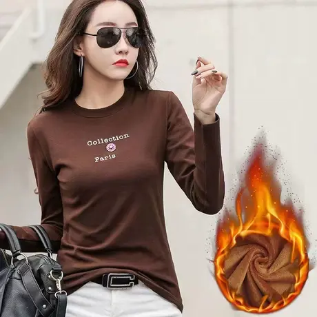 双面德绒加厚半高领长袖t恤秋冬季内搭中年妈妈装女士打底衫上衣图片