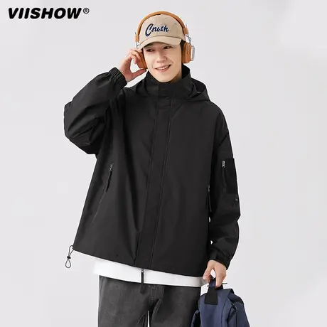 VIISHOW连帽冲锋夹克服外套男士春季2023新款情侣装潮牌户外男夹商品大图