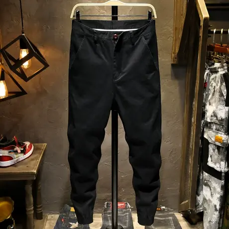 春夏款潮牌休闲男裤修身小脚哈伦束脚裤工装裤男长裤子大码余文乐图片