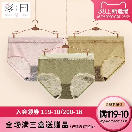 彩田2023新款春夏中腰内裤女时尚性感蕾丝简约抗菌底裆三角内裤图片