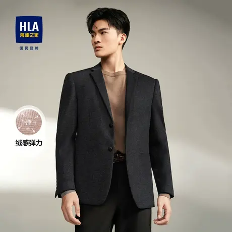 HLA/海澜之家绒感弹力休闲西服2023秋季条纹商务外套男图片