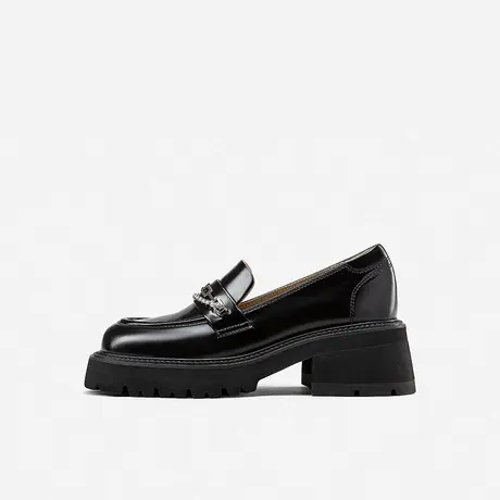 Nine West/玖熙2023年秋冬新款厚底乐福鞋女经典时尚珠链衔扣单鞋图片