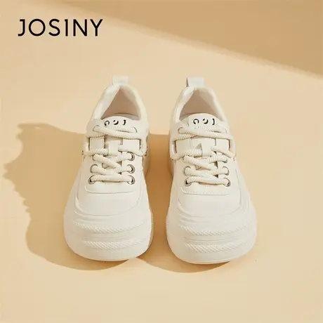 Josiny/卓诗尼厚底运动小白鞋女款2024新款春季休闲女鞋增高板鞋商品大图