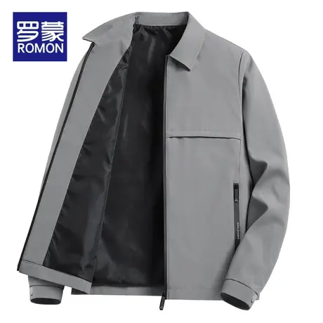 罗蒙春秋季外套男士2024新款中老年爸爸装上衣服潮牌翻领休闲夹克商品大图