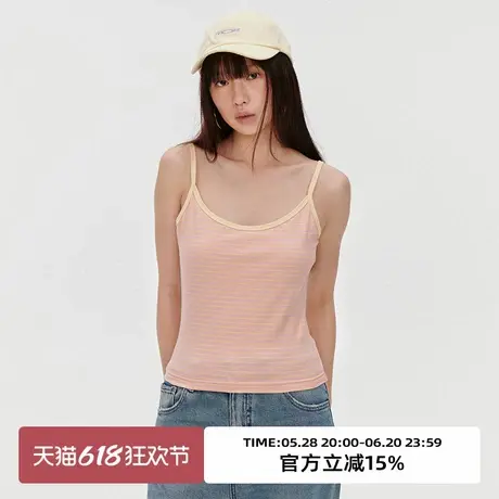 omont蛋挞家 复古细条纹针织吊带背心女2025春季外穿修身显瘦上衣图片