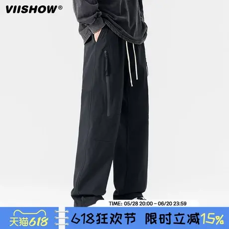 VIISHOW2024新款直筒工装裤男士春秋季潮流宽松高街运动休闲长裤商品大图