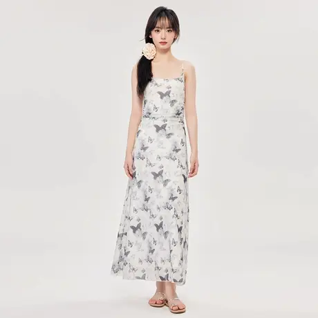 尔给显瘦裙子女设计感小众绝美气质蝴蝶吊带连衣裙2024新款女夏图片