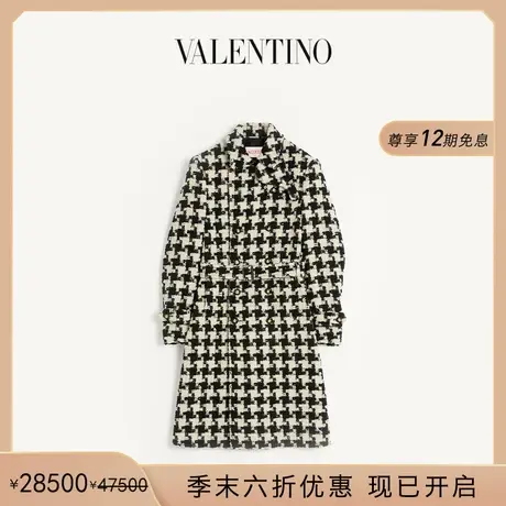 [季末优惠]华伦天奴VALENTINO男士千鸟格羊毛大衣商品大图