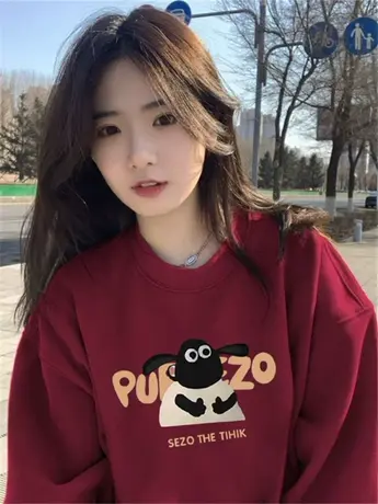 卫衣oversize小众高街潮牌ins大码秋冬季加绒美式复古情侣上衣女商品大图