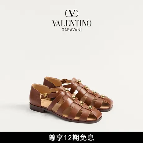 [12期免息]华伦天奴VALENTINO男士 STUDSHIELD 小牛皮渔夫凉鞋商品大图