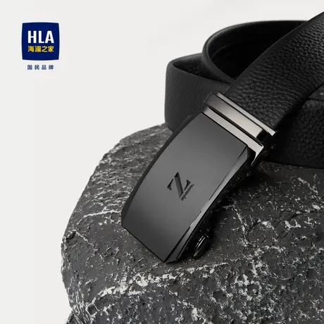 HLA/海澜之家商务大气自动扣皮带2023新款简约压花质感腰带男商品大图