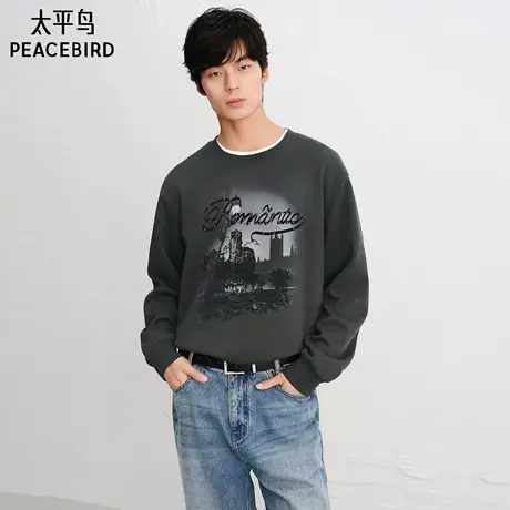 【商场同款】太平鸟男装印花植绒卫衣25秋新款时尚上衣B1CRF3308图片