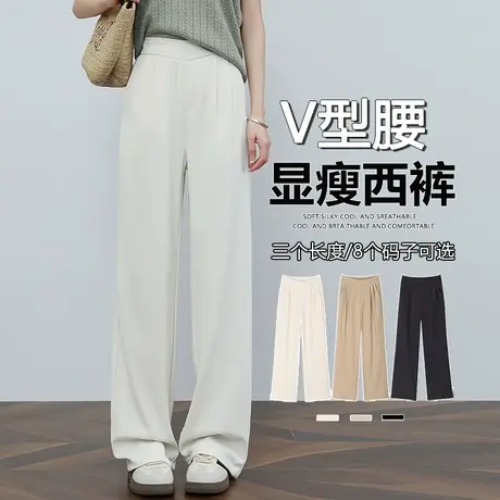 黑色西裤垂坠感高级感女款2025早秋高腰V型宽松显瘦美式休闲裤子商品大图