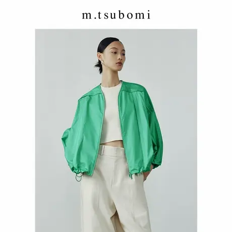 子苞米宽松廓形设计感夹克上衣2024春季新款抽绳V领高级感外套女图片