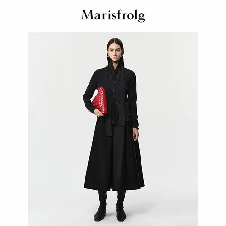 【精纺羊毛】Marisfrolg玛丝菲尔2025冬新款细围巾飘带针织开衫图片