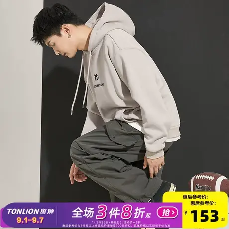 唐狮2024春秋季新款连帽卫衣男宽松休闲美式复古外套青少年潮流商品大图