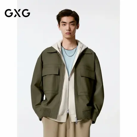 GXG男装  复古水洗pu皮夹克男外套 秋季品G24X213036商品大图