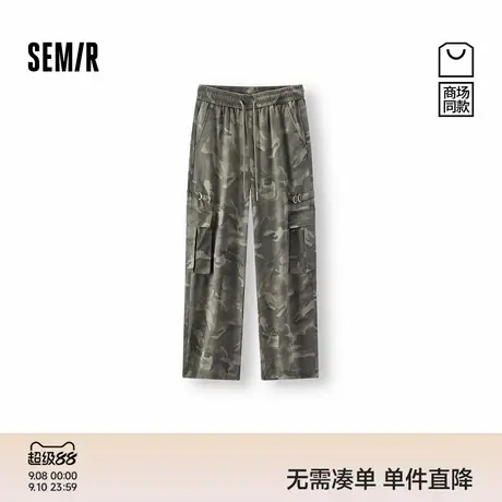 商场同款|森马休闲裤女秋做旧宽松工装裤2025新款炸街街头弯刀裤商品大图