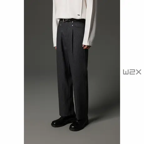 w2x2025冬季新款加厚羊毛呢休闲裤男自发热红外升温西裤长裤子商品大图