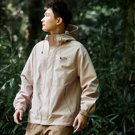 唐狮秋季新款男外套男连帽净色冲锋少年上衣短款防水外套男潮TMTA图片