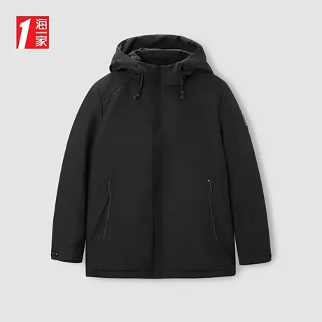 海一家时尚简约外套冬季保暖舒适连帽基础休闲日常青年男士羽绒服图片