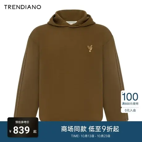 TRENDIANO官方金属飞鸟连帽廓形休闲百搭卫衣男潮2023新款冬季图片