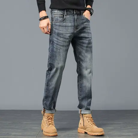 直筒港风百搭美式高街牛仔裤男款高端牛仔裤水洗时尚牛仔裤长裤图片