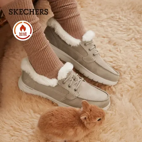 Skechers斯凯奇女鞋轻质加绒低帮一脚蹬中口平底单鞋舒适休闲秋冬图片