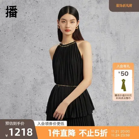 播2023夏季商场同款领子链条装饰灵动褶裥花式上衣女BDQ2HD0534商品大图