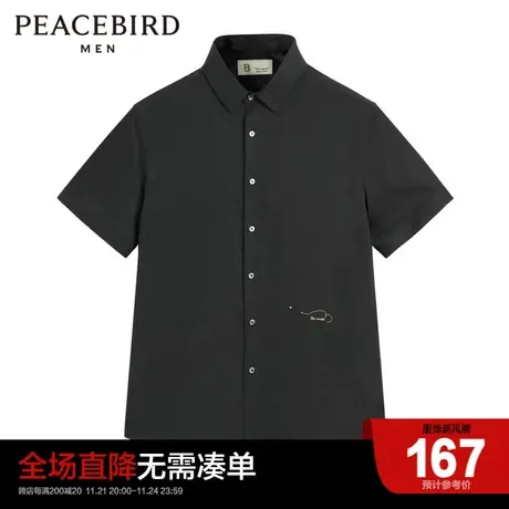 太平鸟男装 夏季短袖衬衫刺绣休闲斯文男士衬衣B1CCC2502图片