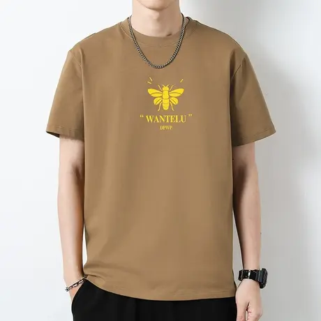 重磅纯棉t恤男士短袖潮牌潮流圆领上衣服夏季液氨长绒棉全棉半袖商品大图