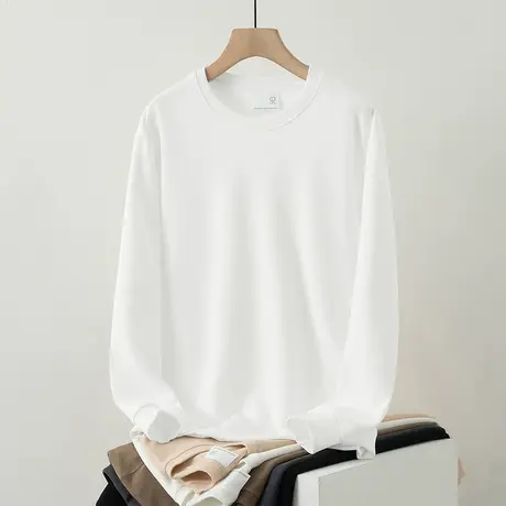 320g重磅圆领卫衣男2024新款秋冬款加绒加厚纯色无帽长袖t恤潮流商品大图