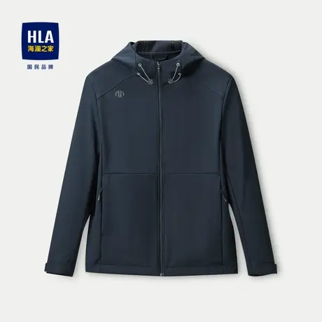 HLA/海澜之家连帽夹克2023秋季新款挺括防风摇粒绒内里保暖外套男图片