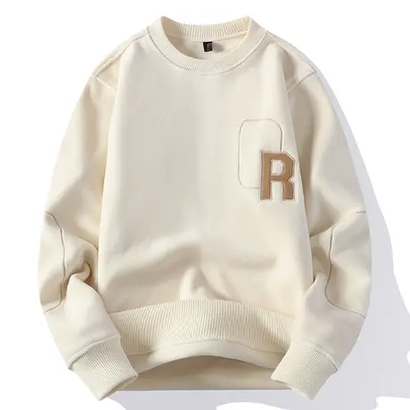 颗粒绒男式圆领卫衣秋冬季潮牌刺绣加厚打底衫双面绒保暖上衣外套商品大图